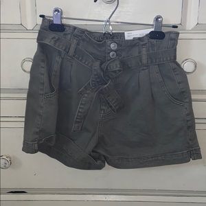 Green High Waisted Tie Mom Shorts American Eagle